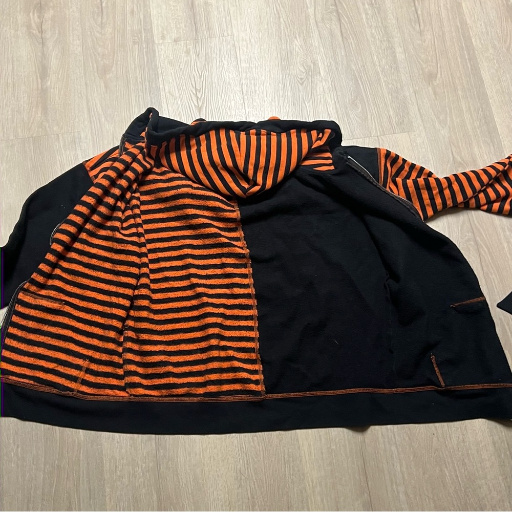 Skelanimals Diego Color Blocked Orange and Black Striped Hoodie - Picture 4 of 9